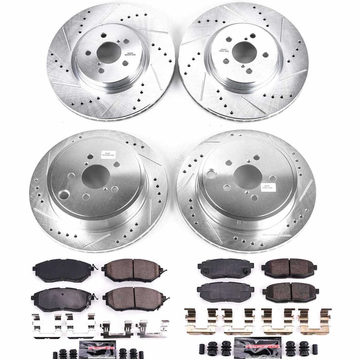 K5830 Powerstop 4-Wheel Set Brake Disc and Pad Kits Front & Rear for Legacy