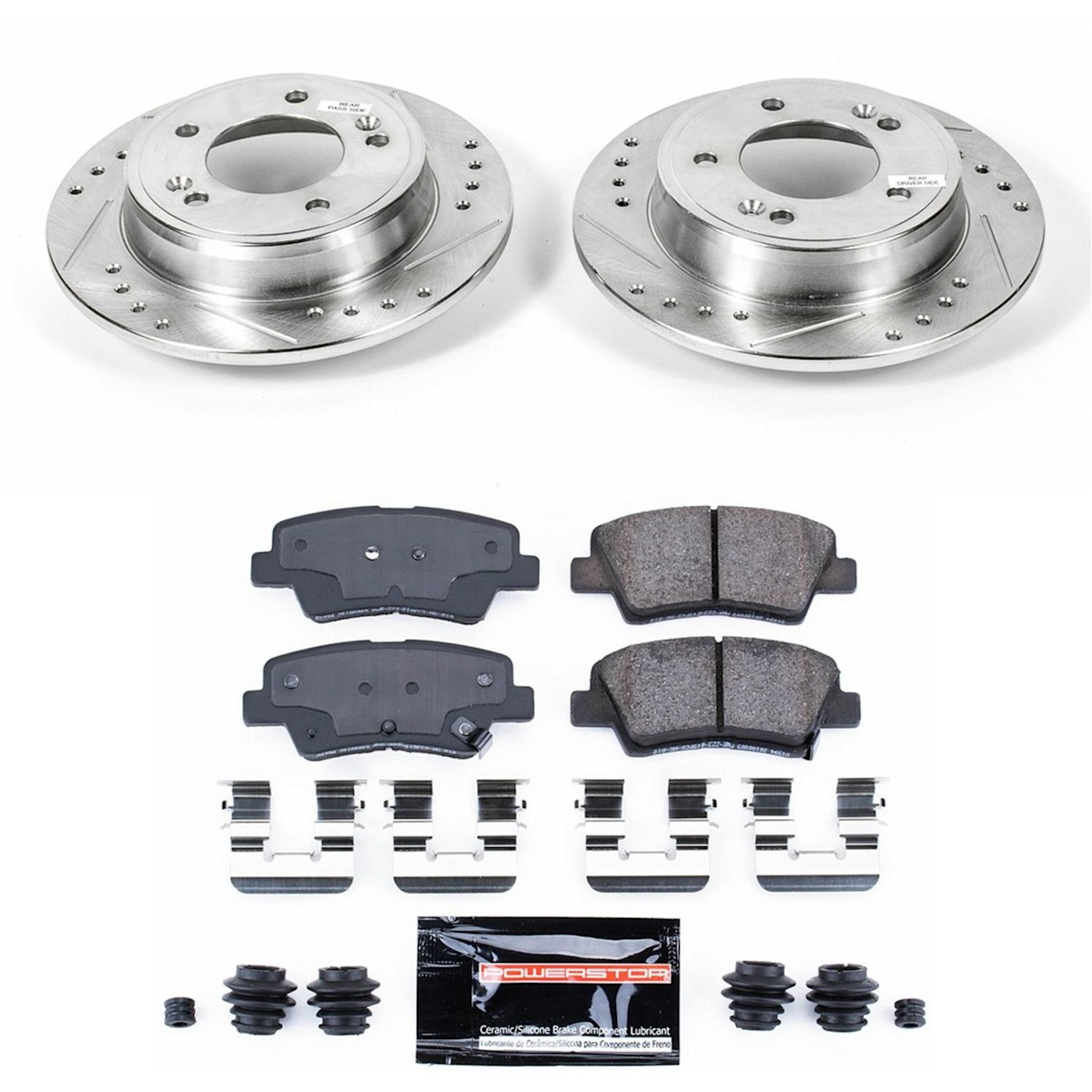 K6502 Powerstop Brake Disc and Pad Kits 2-Wheel Set Rear for Kia Forte Hyundai