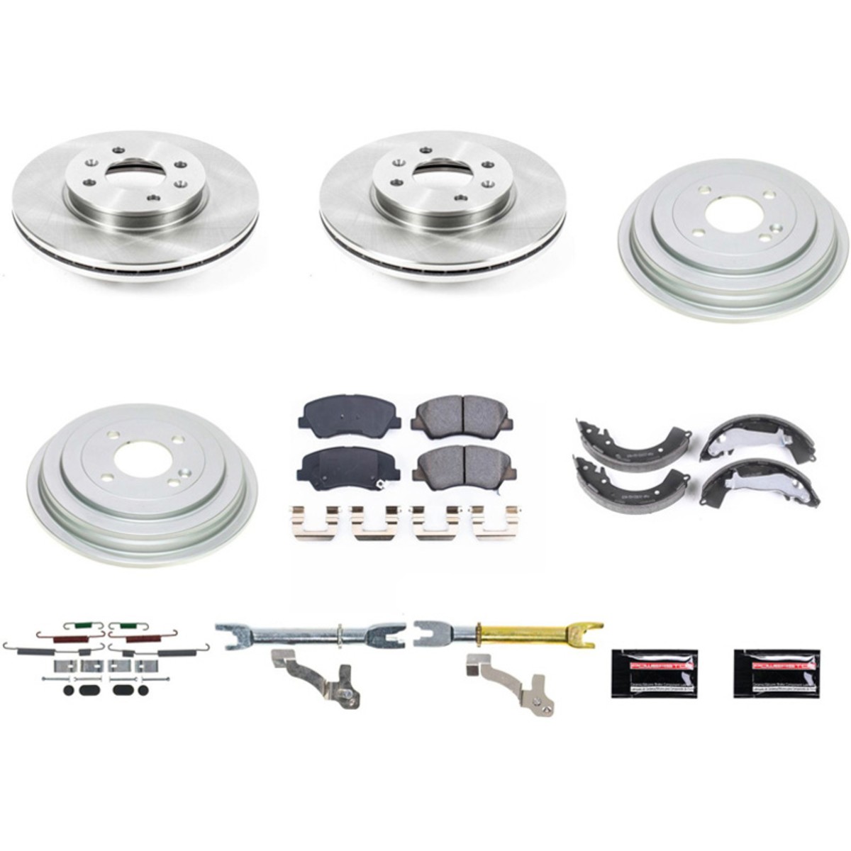 KOE15494DK Powerstop Brake Disc And Drum Kit Front & Rear for Hyundai Accent