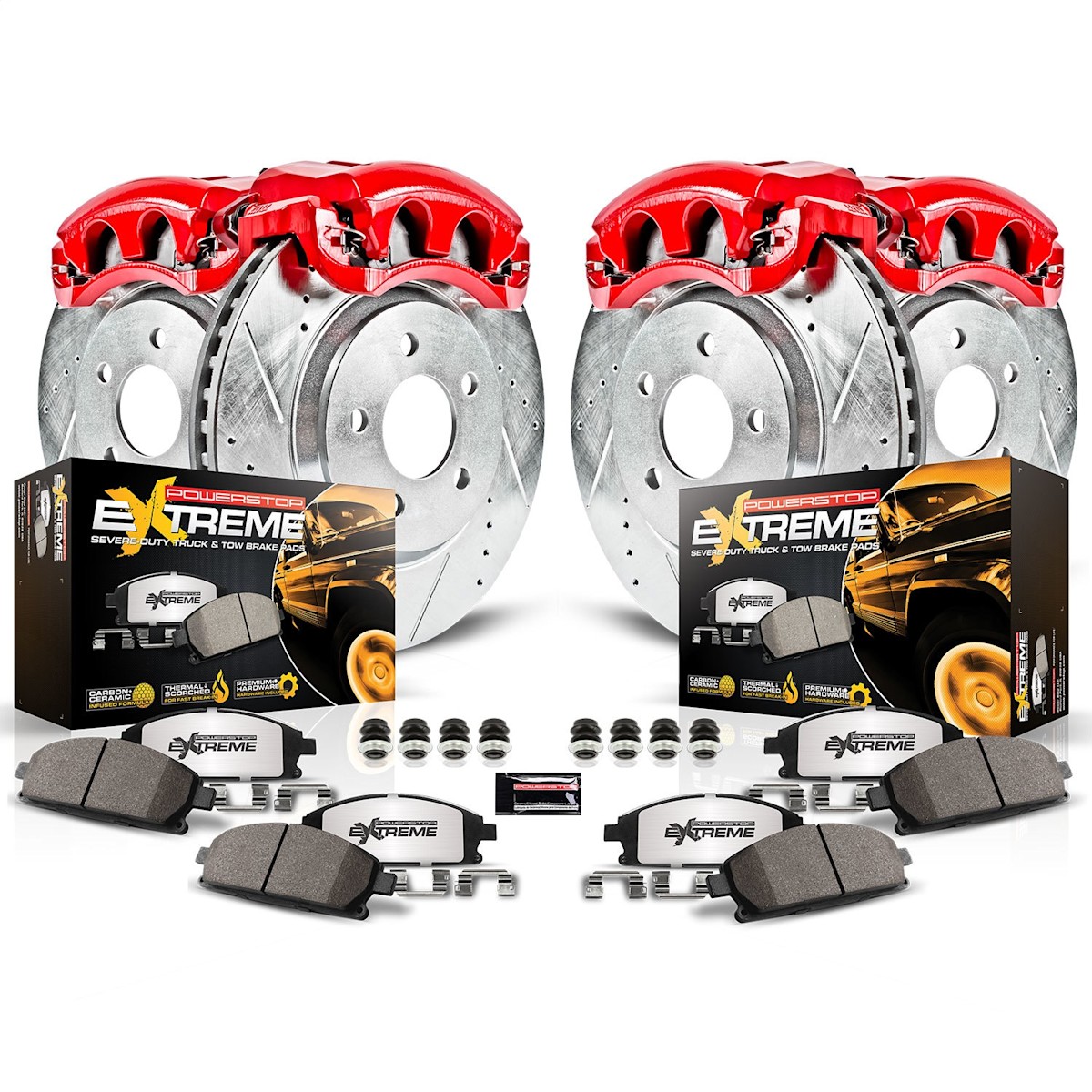 KC4434-36 Powerstop 4-Wheel Set Brake Kit With Calipers Front & Rear for E-150